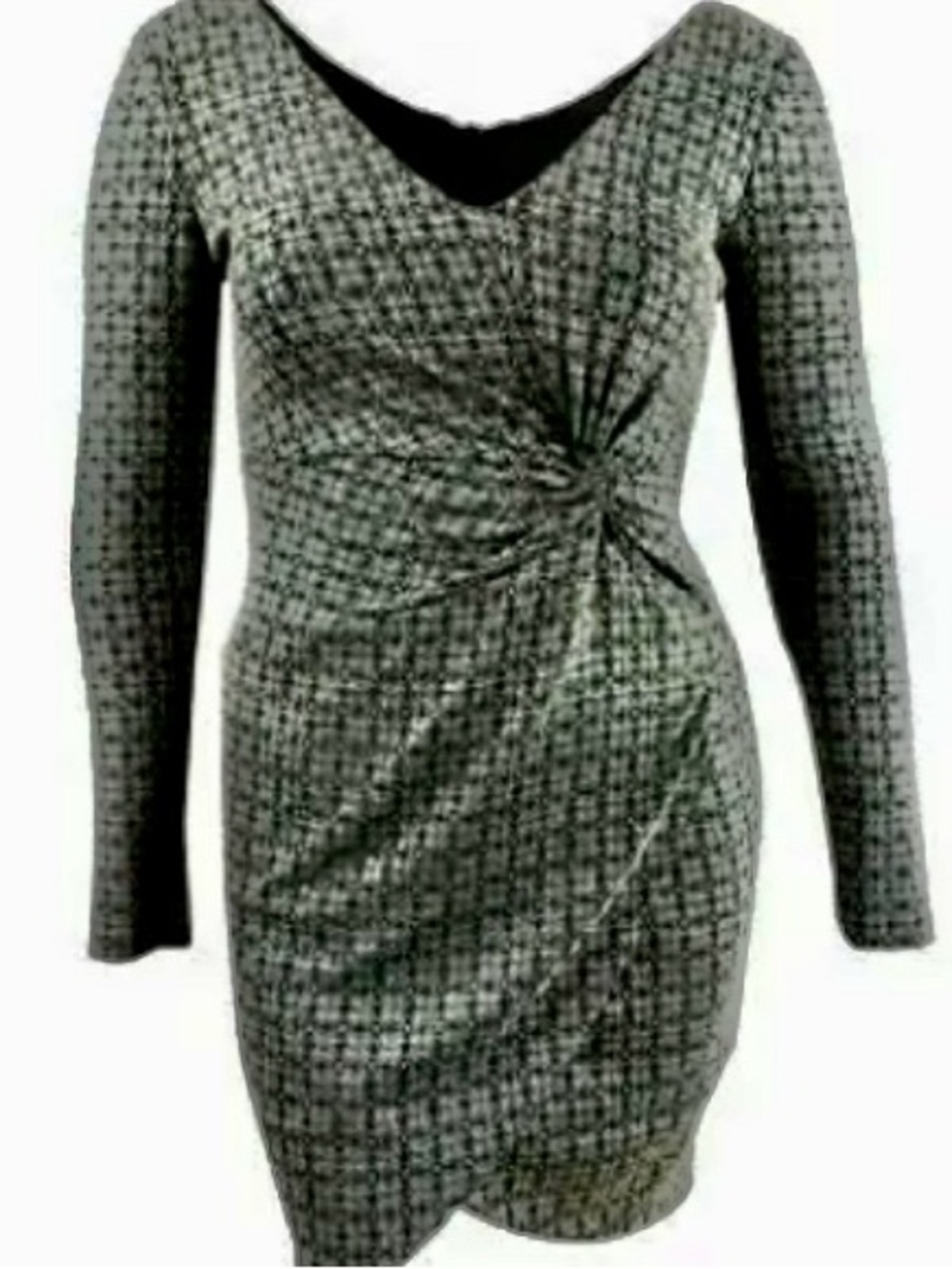 Guess by Marciano Long Sleeve Twist-Front Dress in green Black and gold sequins